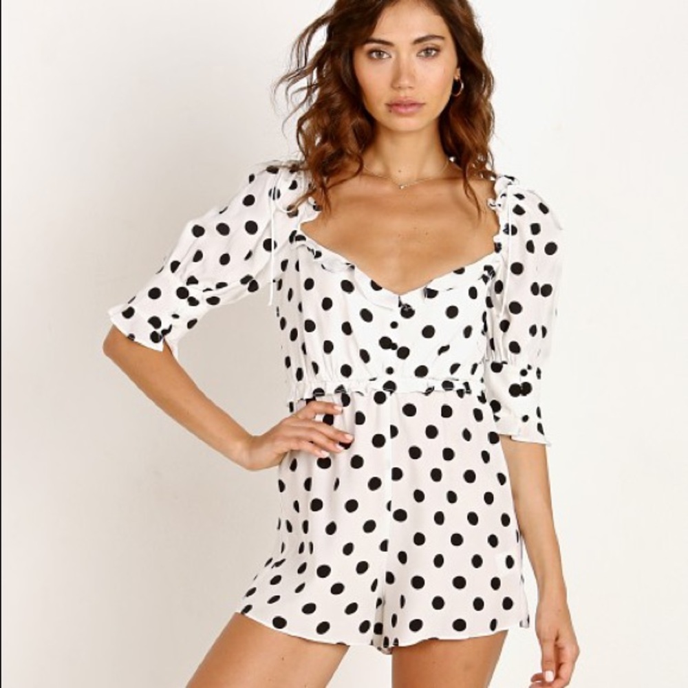 For Love & Lemons Lexington Polka Dot Romper - S